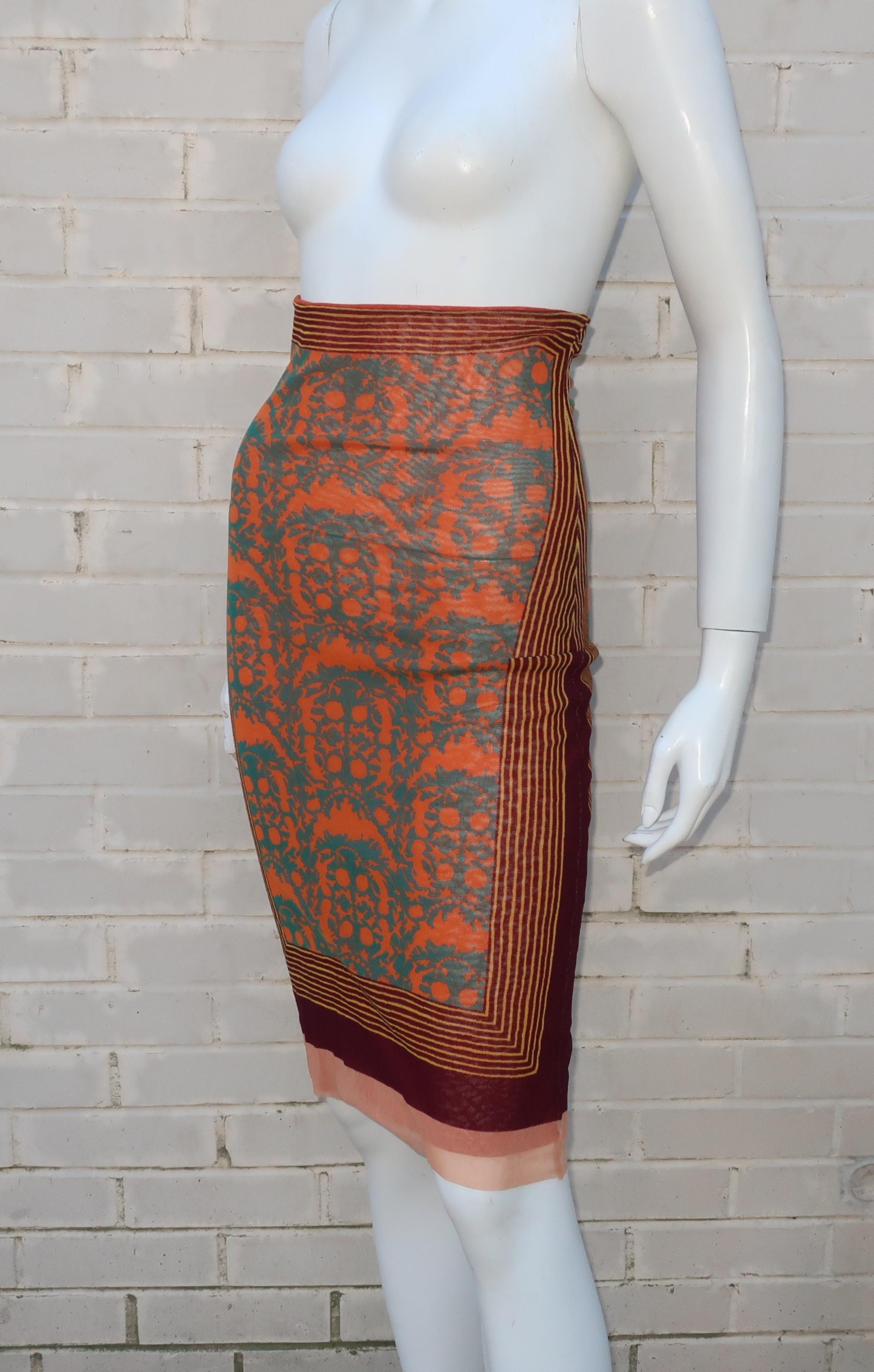 1990’s Jean Paul Gaultier Mesh Tattoo High Waist Skirt 1