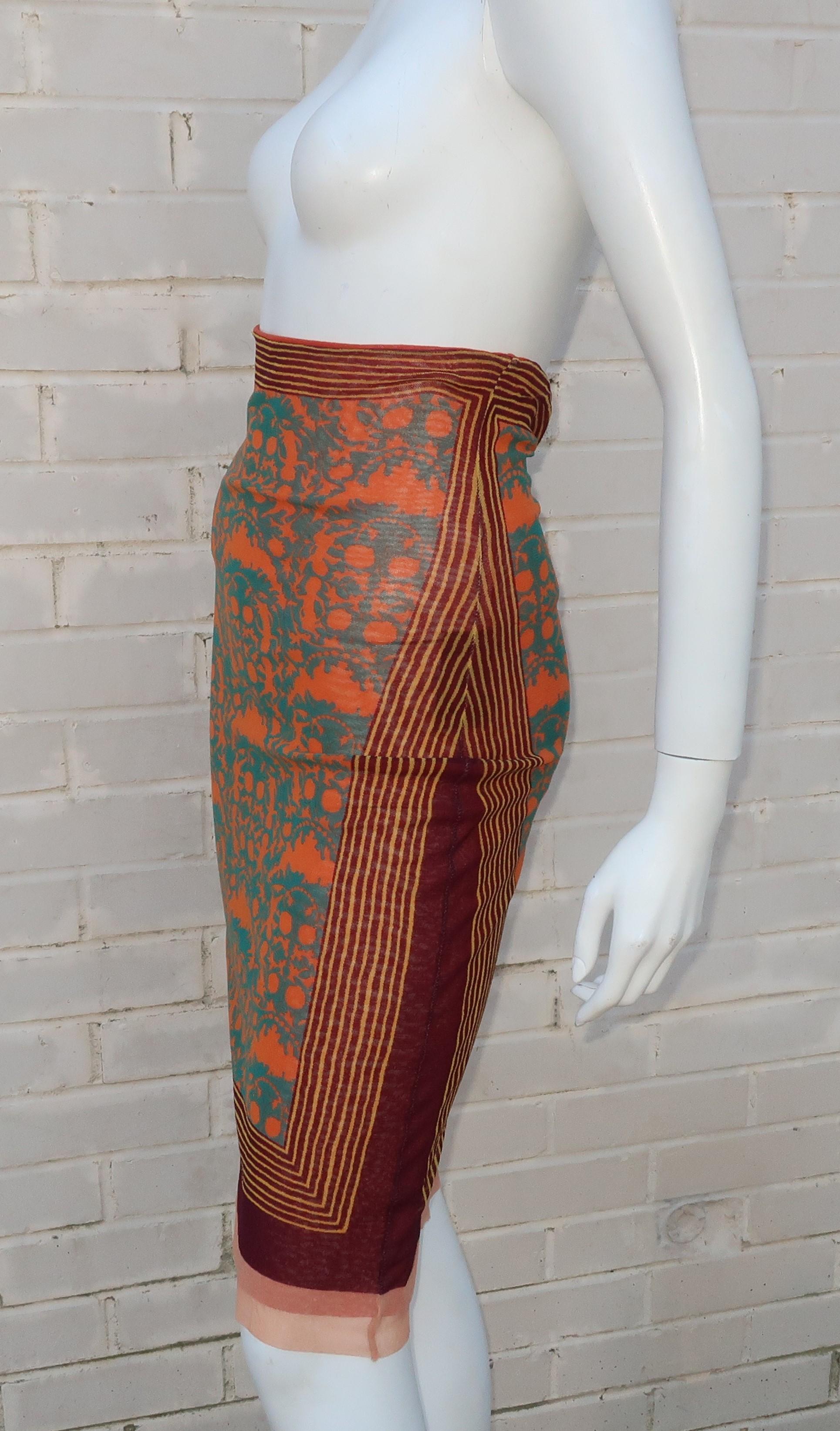 1990’s Jean Paul Gaultier Mesh Tattoo High Waist Skirt 2