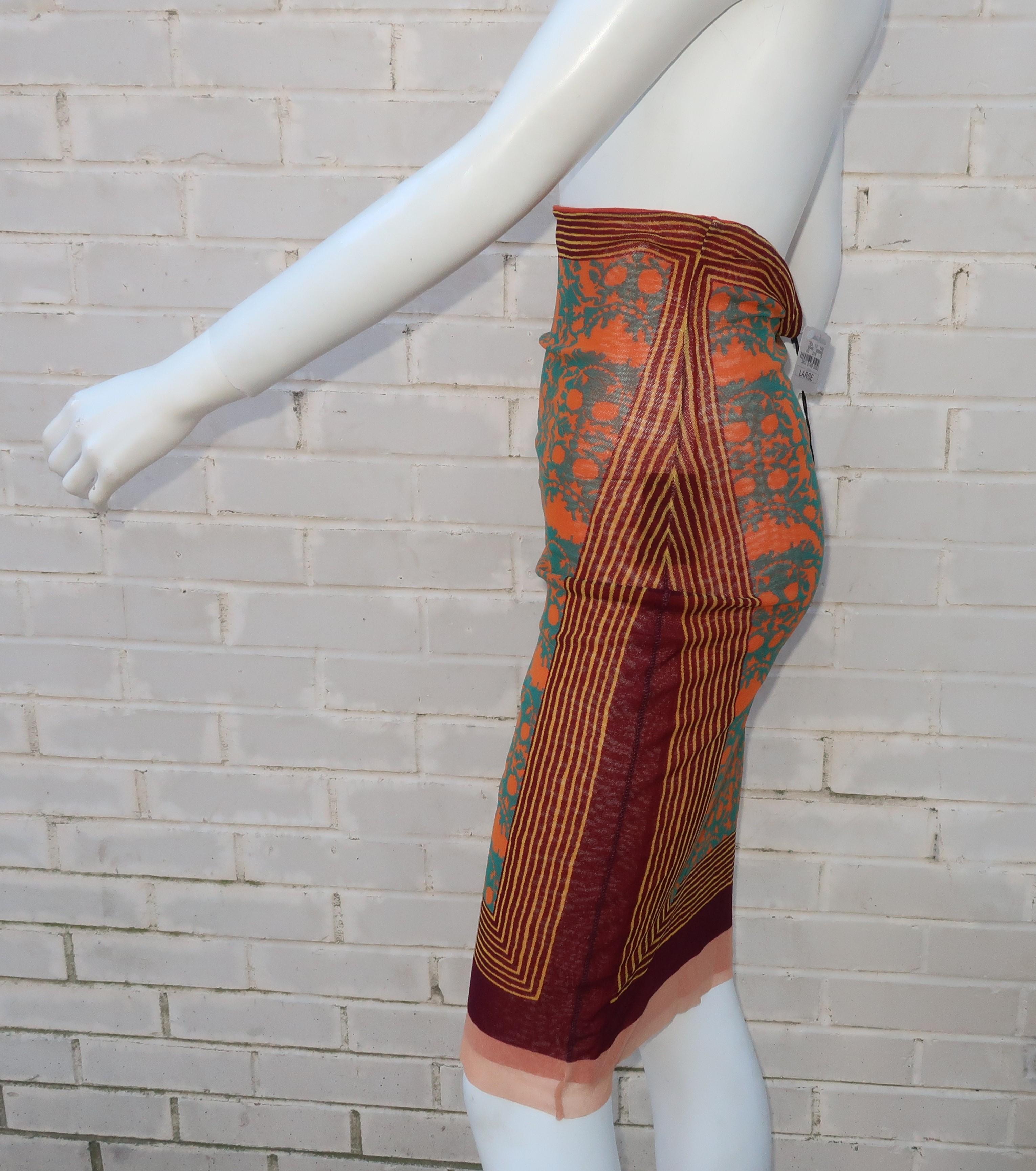 1990’s Jean Paul Gaultier Mesh Tattoo High Waist Skirt 3