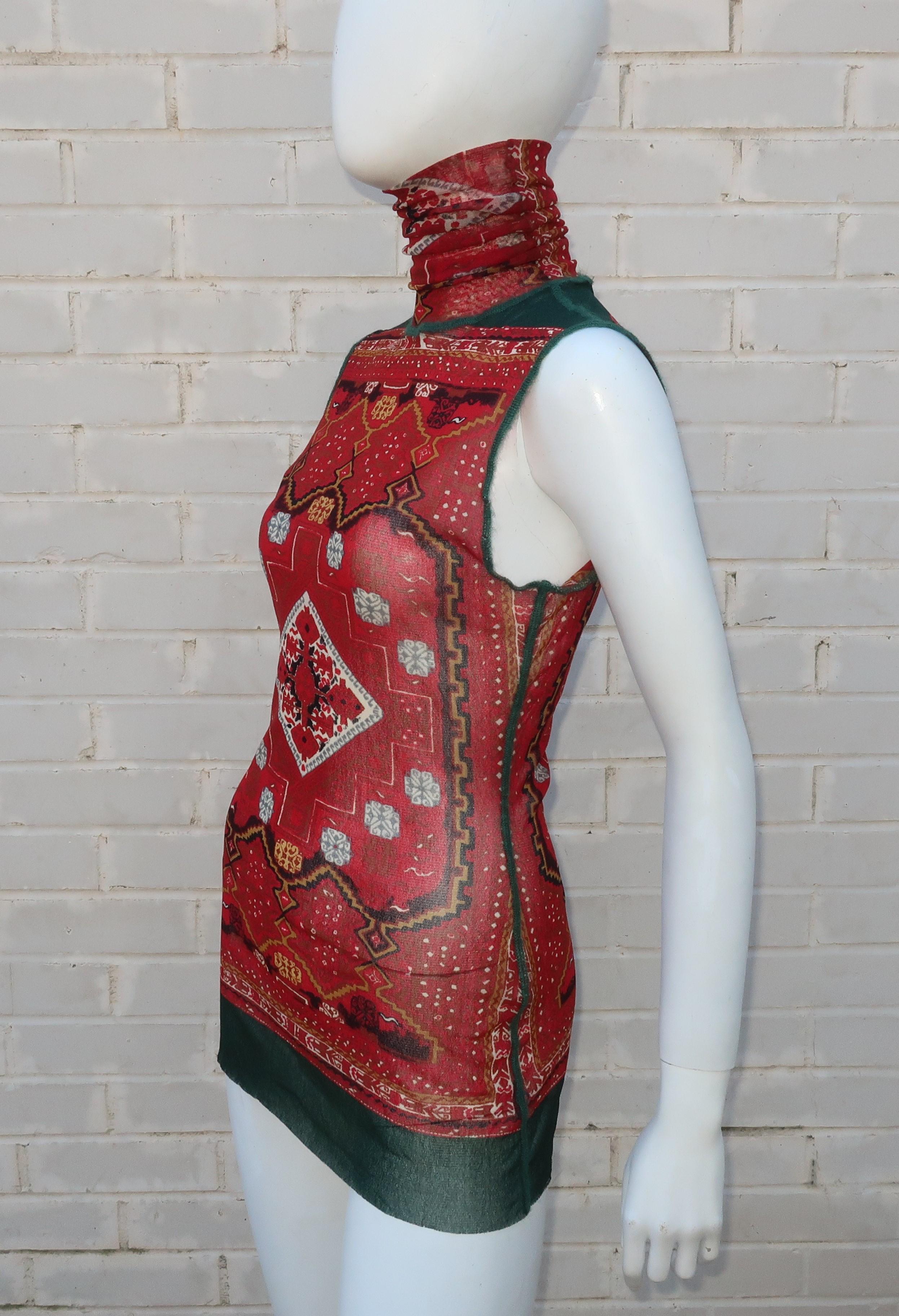 1990’s Jean Paul Gaultier Mesh Tattoo Top With Turtleneck 3
