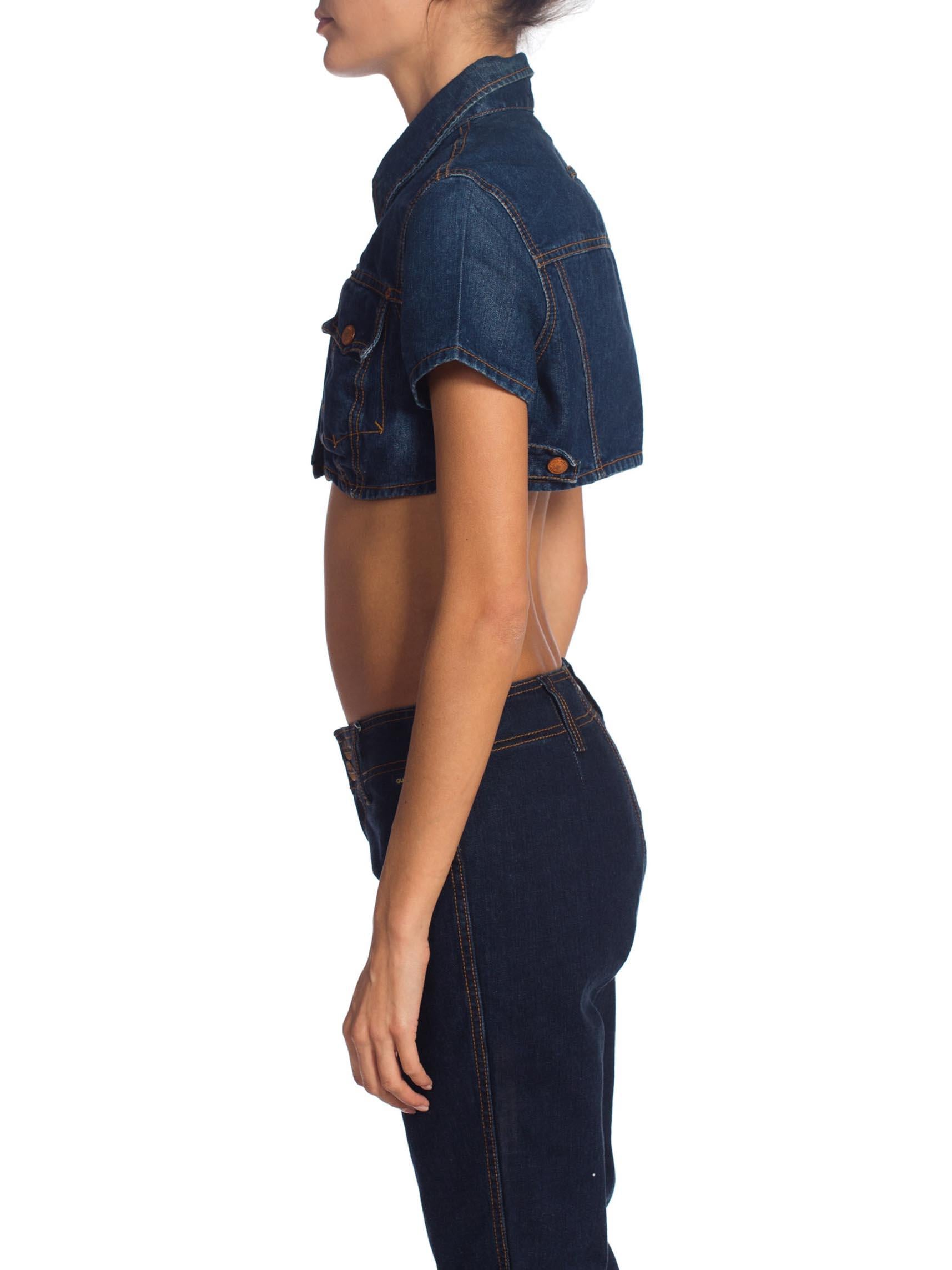 1990S Jean Paul Gaultier Mini Crop Denim Jean Jacket Top In Excellent Condition In New York, NY
