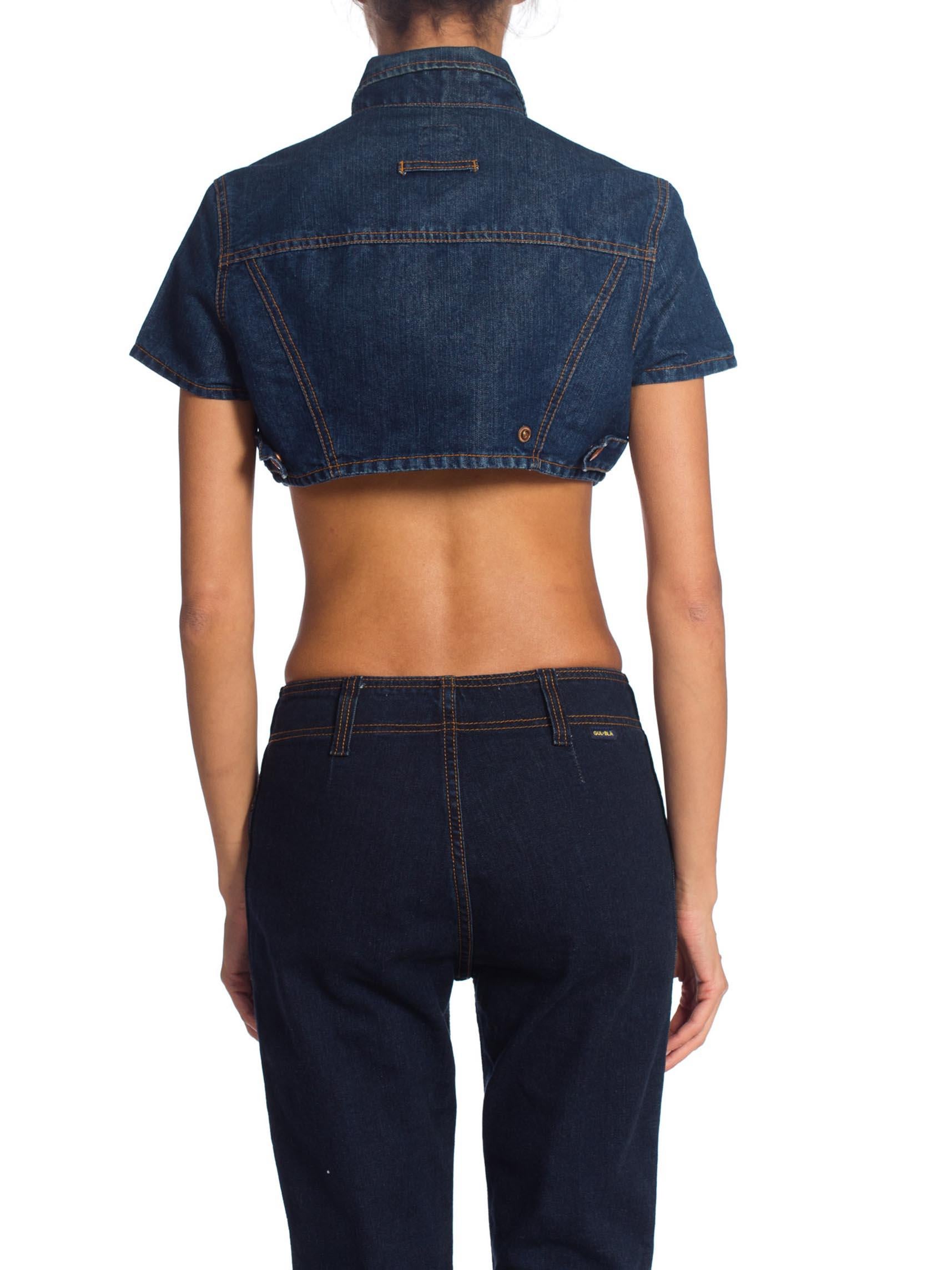 Women's 1990S Jean Paul Gaultier Mini Crop Denim Jean Jacket Top