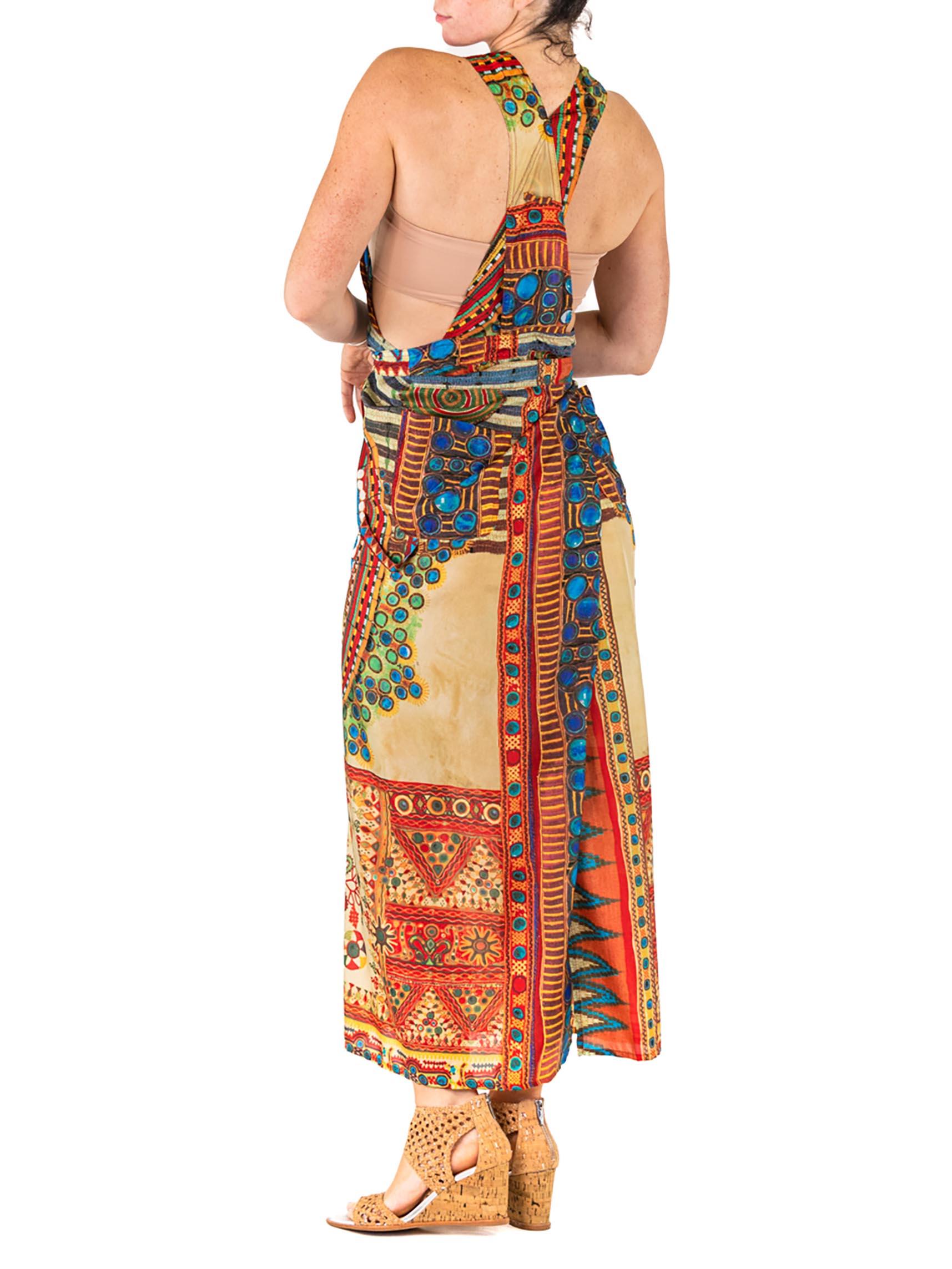 1990S Jean Paul Gaultier Multicolor Printed Silk Overalls Dress Bias For Sale 2