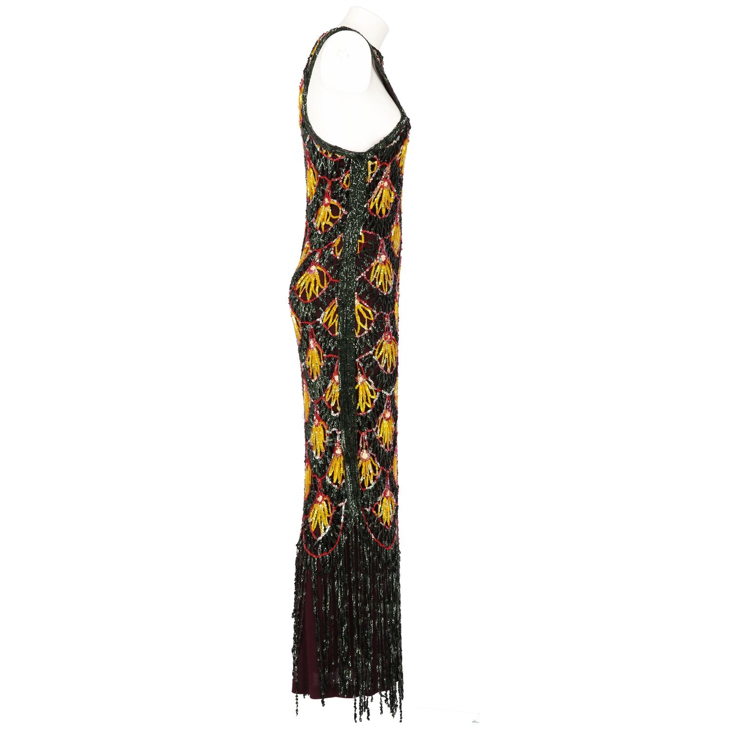 Black 1990s Jean Paul Gaultier Multicolor Sequins Vintage Dress