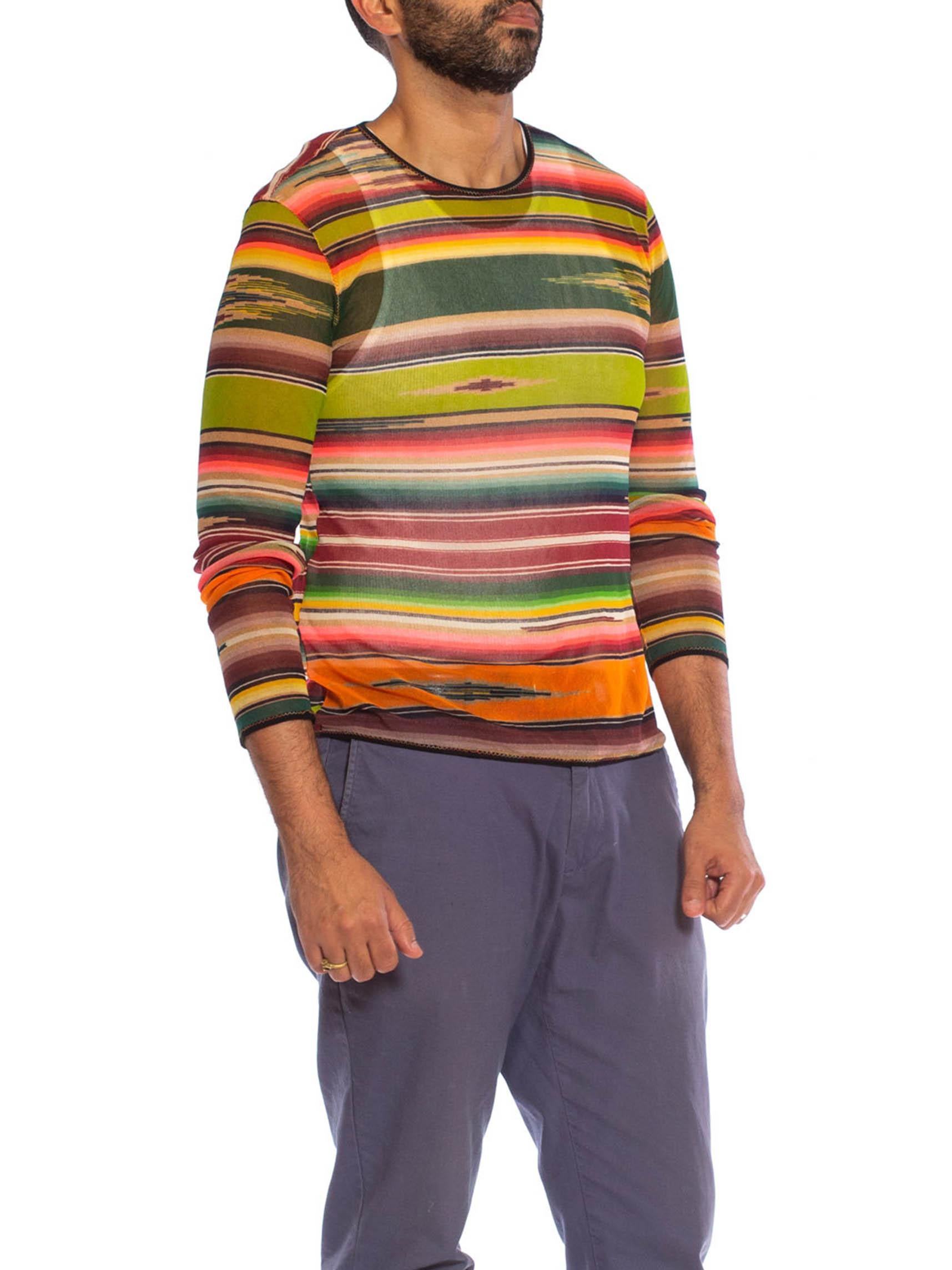 striped mesh shirt