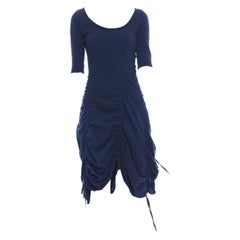 Retro 1990S JEAN PAUL GAULTIER Navy Blue Cotton Jersey Adjustable Drawstring  Dress