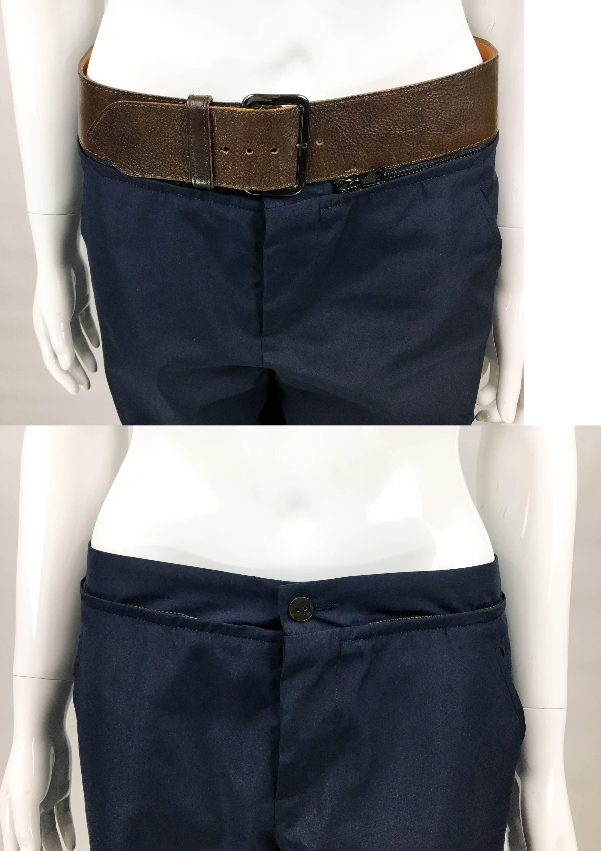 Jean Paul Gaultier Navy Blue Nylon Cargo Pants With Detachable Belt, 1990s  For Sale 3