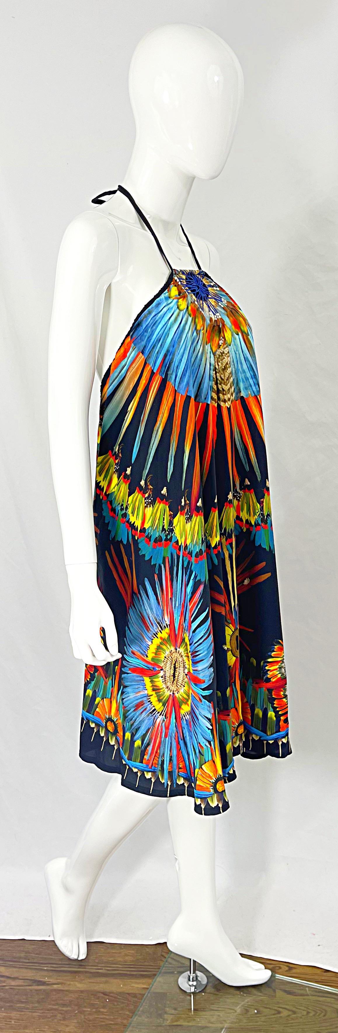 Women's 1990s Jean Paul Gaultier Novelty Feather Print Trompe L’oeil 90s Halter Dress For Sale