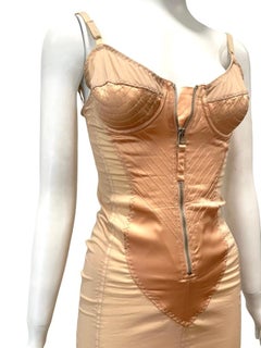 1990s Jean Paul Gaultier Nude Stretch Slip dress