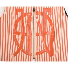 1990s Jean Paul Gaultier Orange Striped Logo Vest Waistcoat Top