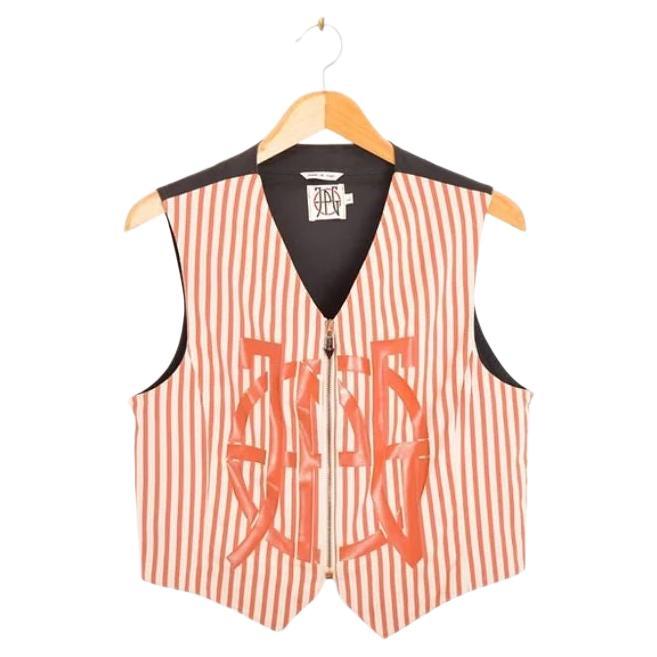 1990s Jean Paul Gaultier Orange Striped Logo Vest Waistcoat Top For Sale