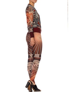 1990S JEAN PAUL GAULTIER Poly/Nylon Mesh Vegas Queen Of Hearts Geometric Top &