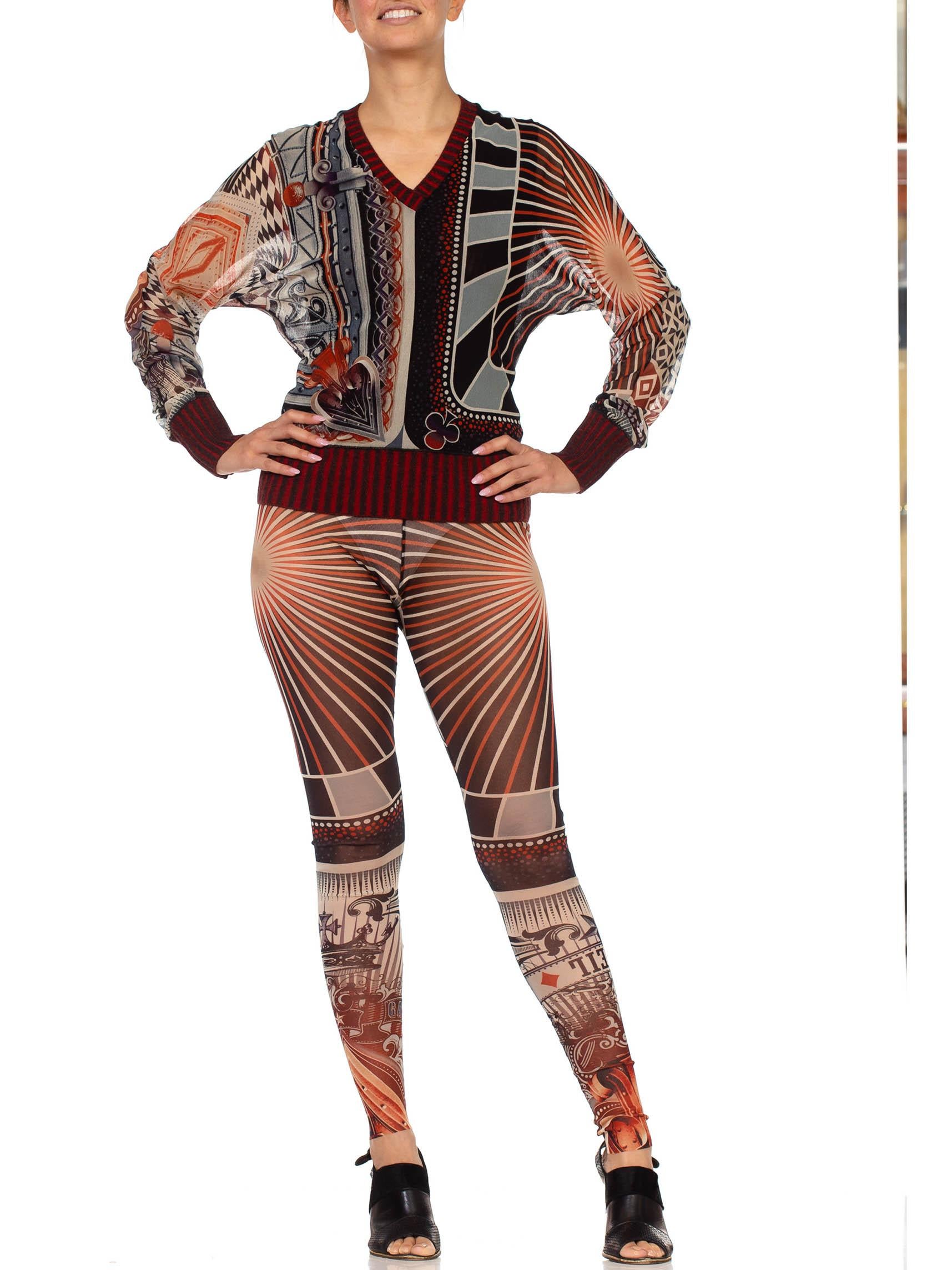 Donna 1990S JEAN PAUL GAULTIER Top Geometrico Vegas Queen Of Hearts in rete di poliestere/nylon e in vendita