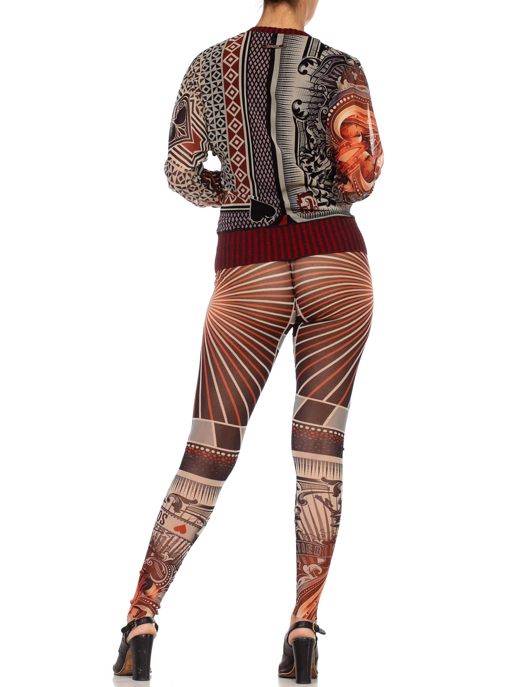 1990S JEAN PAUL GAULTIER Top Geometrico Vegas Queen Of Hearts in rete di poliestere/nylon e in vendita 4