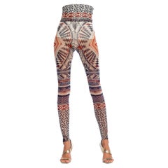 1990er JEAN PAUL GAULTIER Bedruckte, durchsichtige Nylon- Oo-Art Geo-Legginghosen