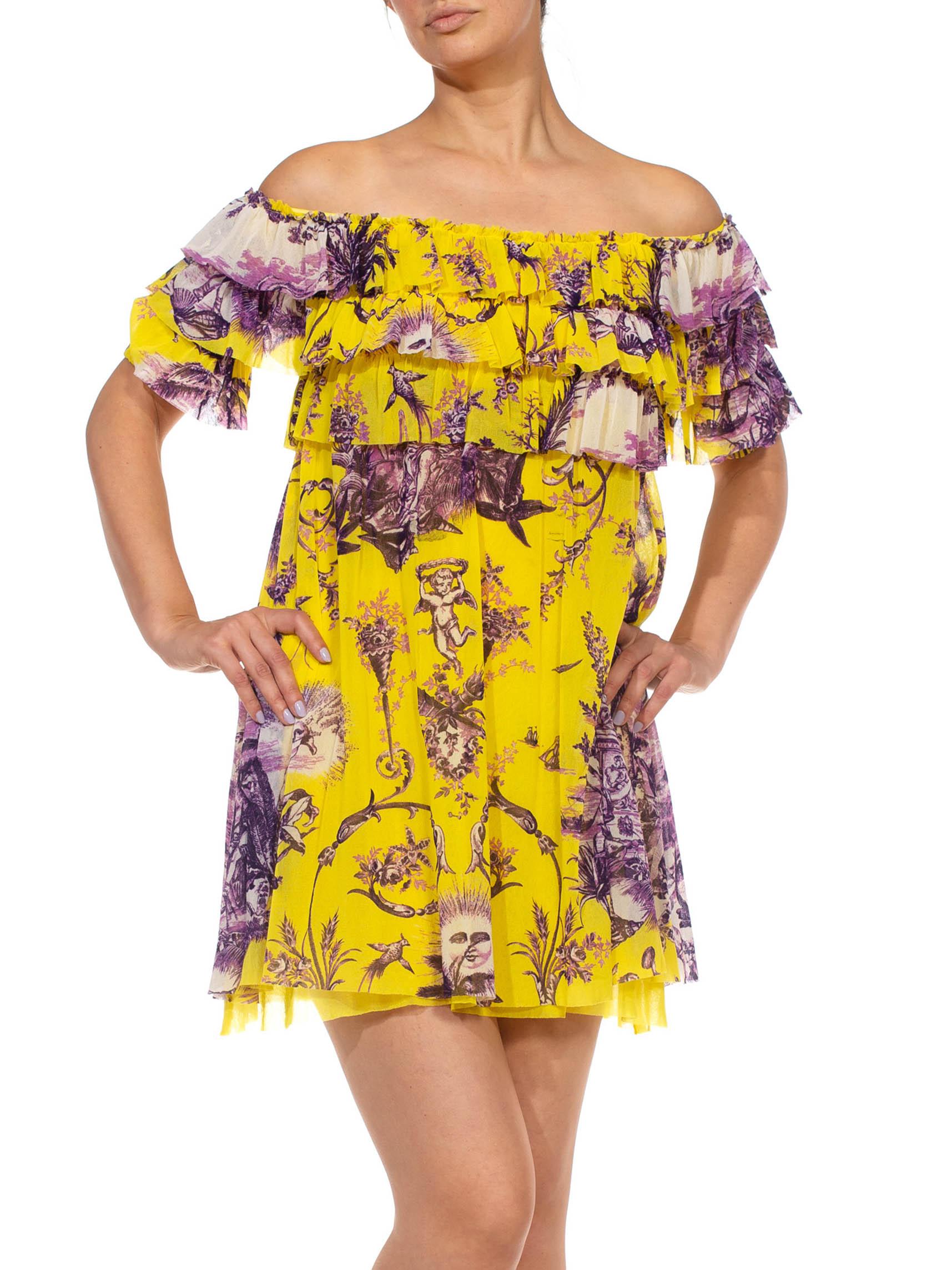 yellow and purple floral dress