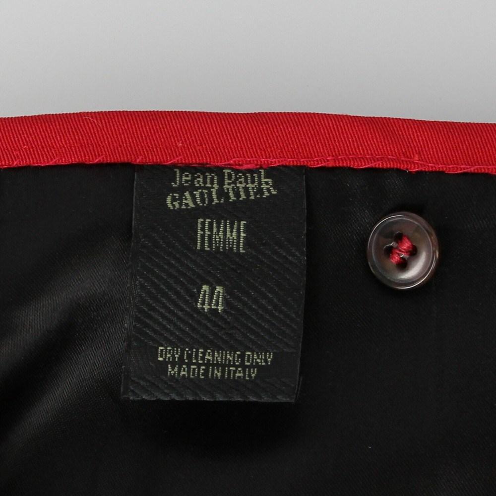 1990s Jean Paul Gaultier red cotton blend fabric skirt 2