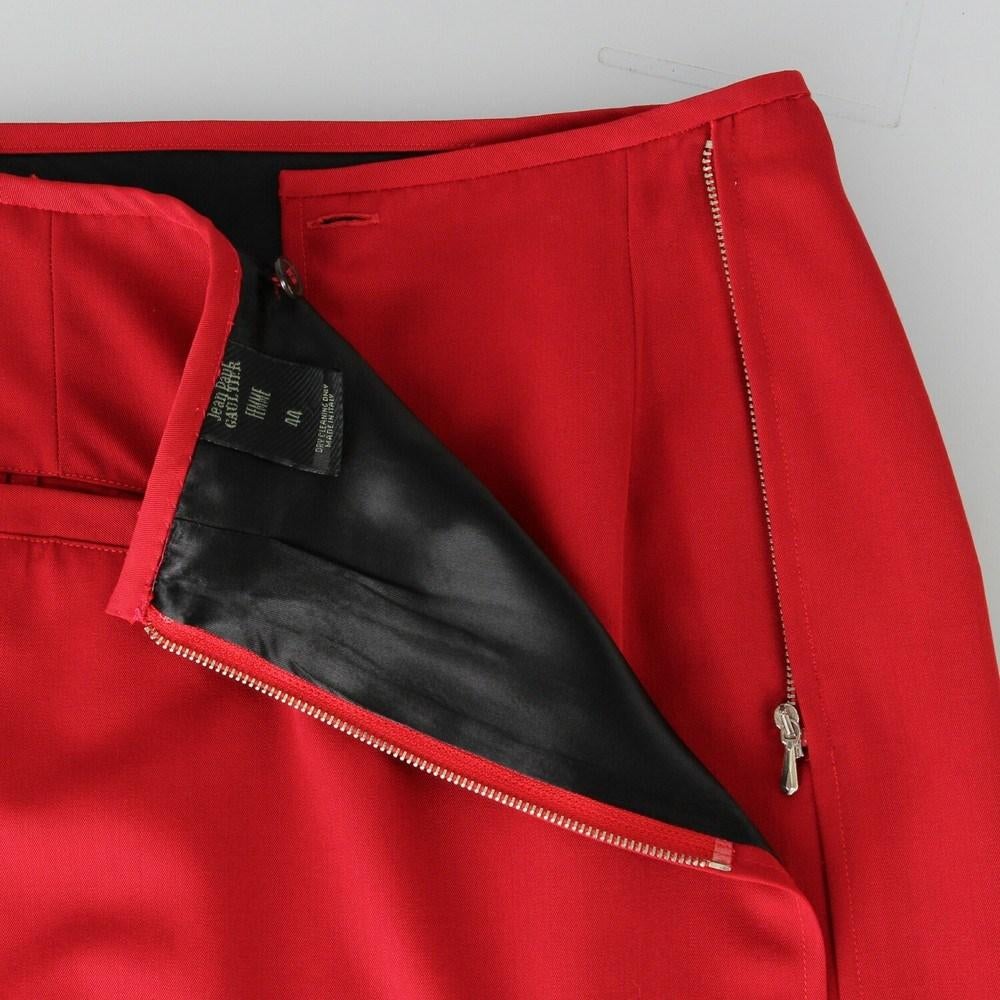 1990s Jean Paul Gaultier red cotton blend fabric skirt 3