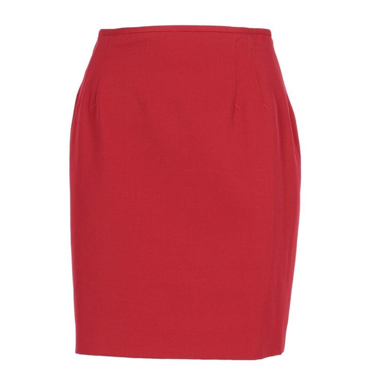 1990s Jean Paul Gaultier red cotton blend fabric skirt For Sale at 1stDibs