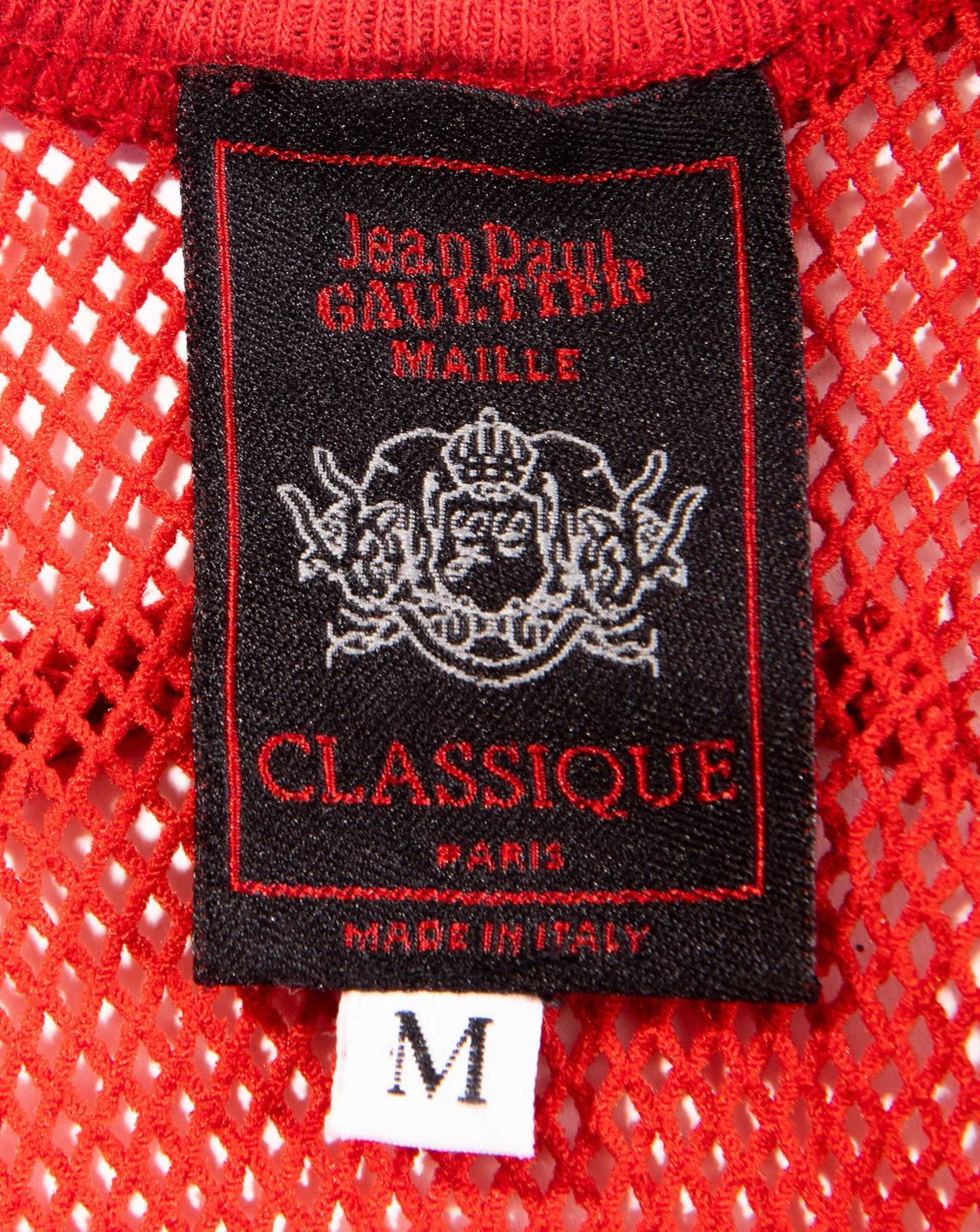 1990's Jean Paul Gaultier Red Fishnet Mesh Bodysuit 2