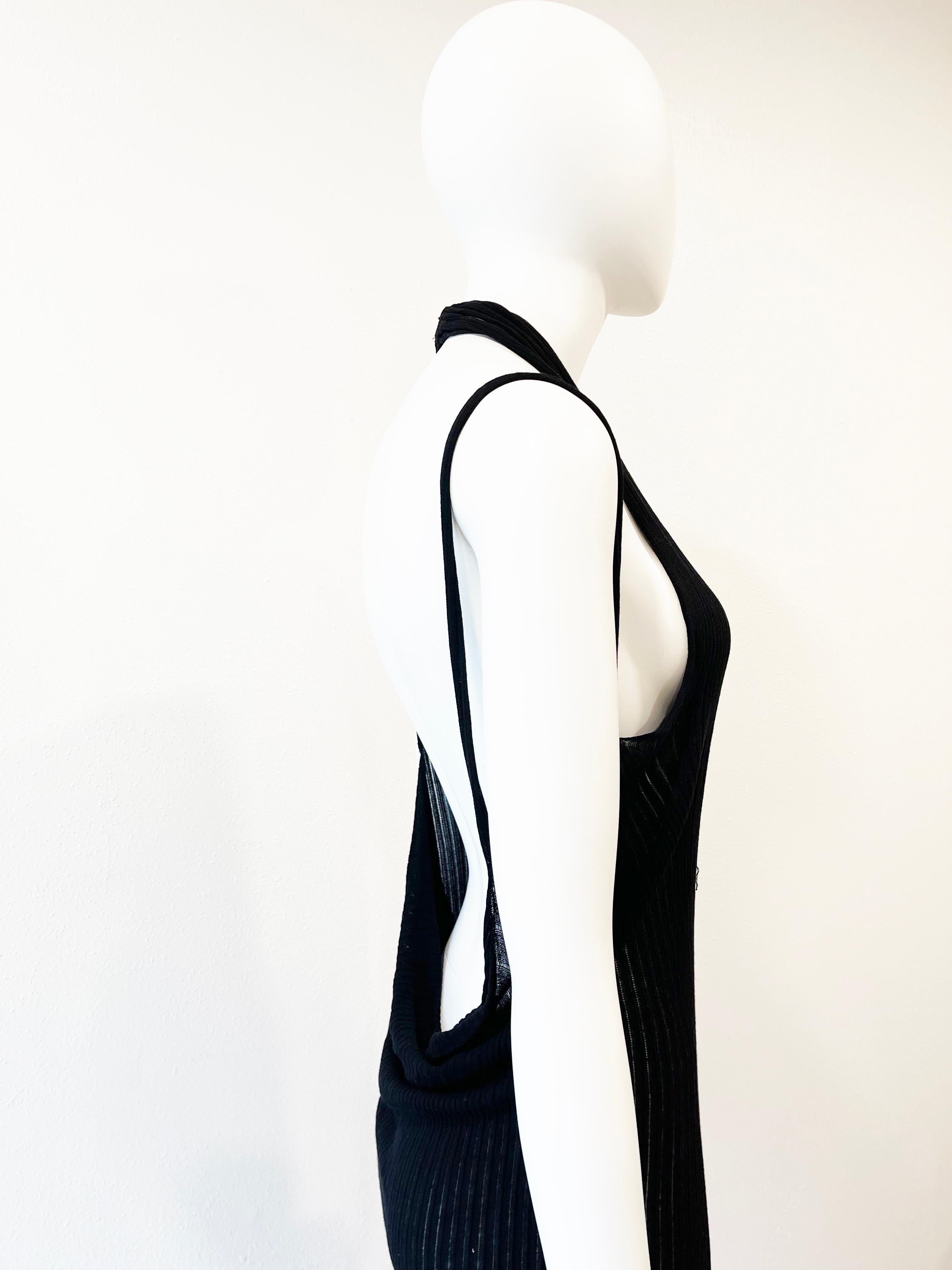 1990s JEAN PAUL GAULTIER ribbed semi sheer halter dress - stretchy
Deep V
Low back
Condition: Excellent
30