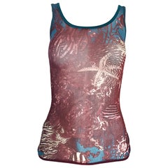 Vintage 1990s Jean Paul Gaultier Sea Life Novelty Signature Semi Sheer Mesh Tank Top