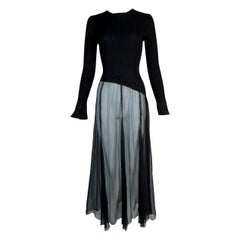 Vintage 1990's Jean Paul Gaultier Sheer Black Bottom L/S Dress