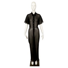 1990's JEAN PAUL GAULTIER sheer black dress with capelet and bustle back