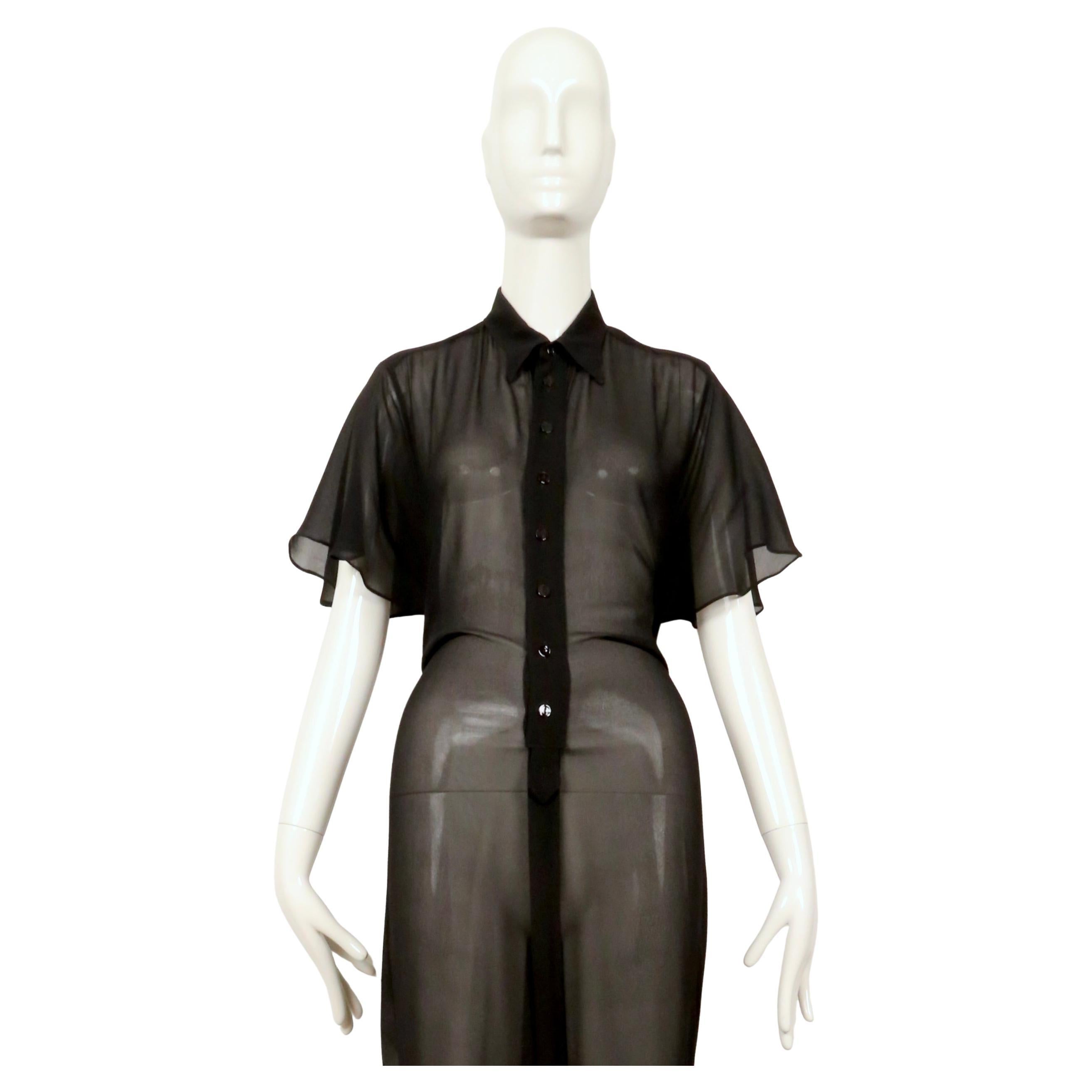 1990 JEAN PAUL GAULTIER vestido negro transparente con capelina y espalda con polisón Negro en venta