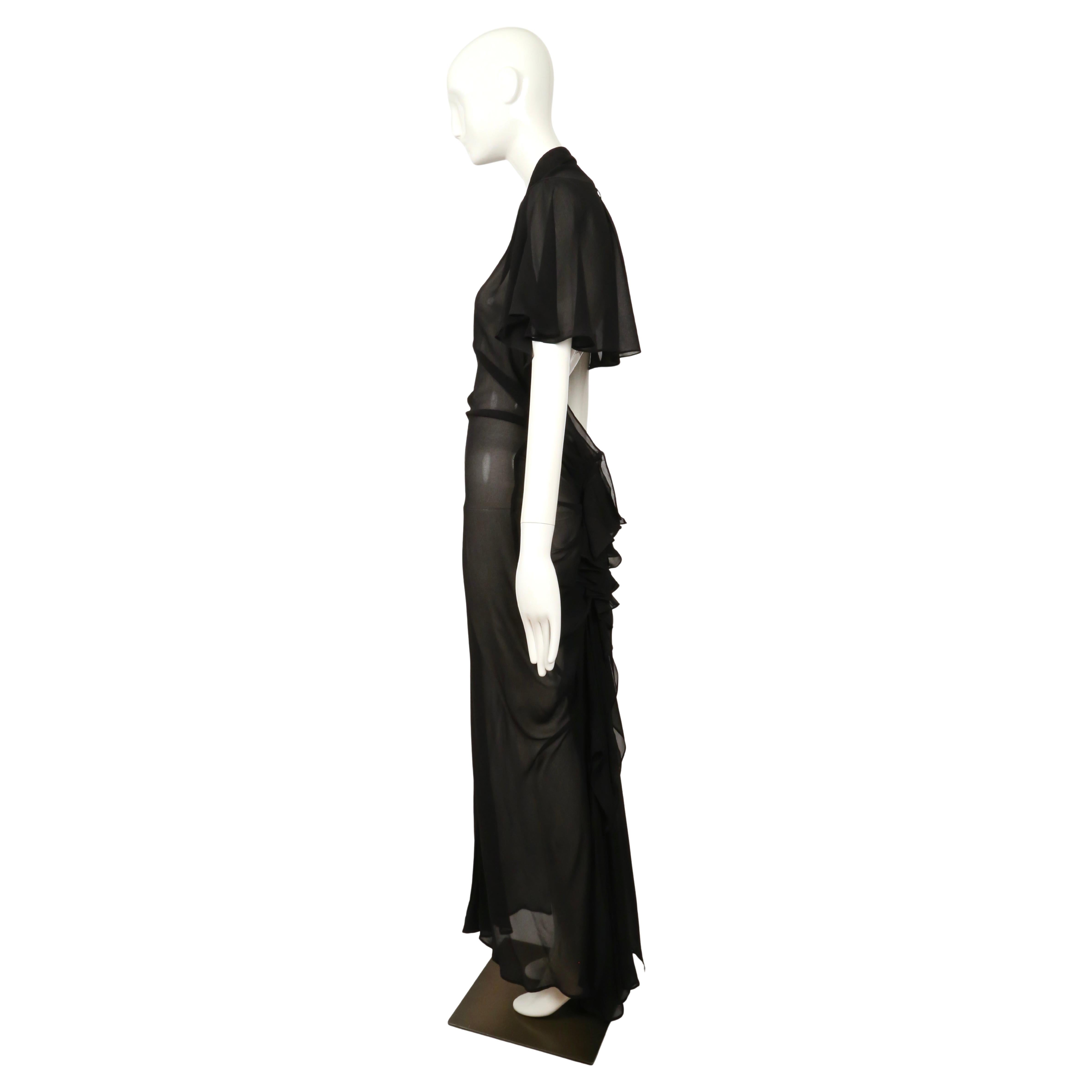 1990 JEAN PAUL GAULTIER vestido negro transparente con capelina y espalda con polisón en Bueno estado para la venta en San Fransisco, CA