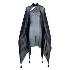 1990
s Jean Paul Gaultier Sheer Black Silk Chinoiserie Dress Poncho