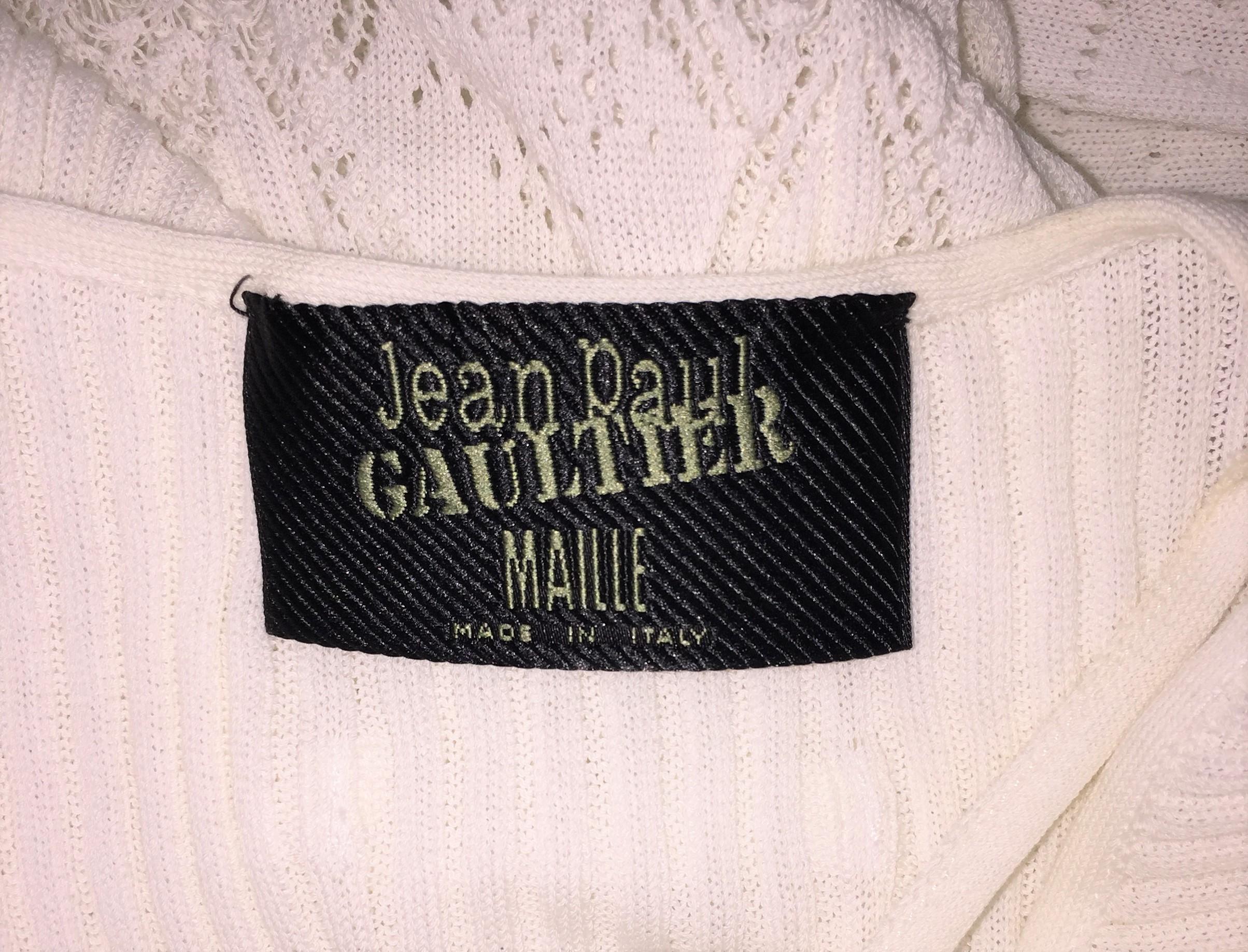 1990's Jean Paul Gaultier Sheer White Knit Long Gown Dress In Good Condition In Yukon, OK