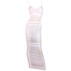 1990
s Jean Paul Gaultier Sheer White Knit Long Gown Dress