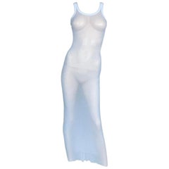 1990
s Jean Paul Gaultier Sheer White Mesh Maxi Dress