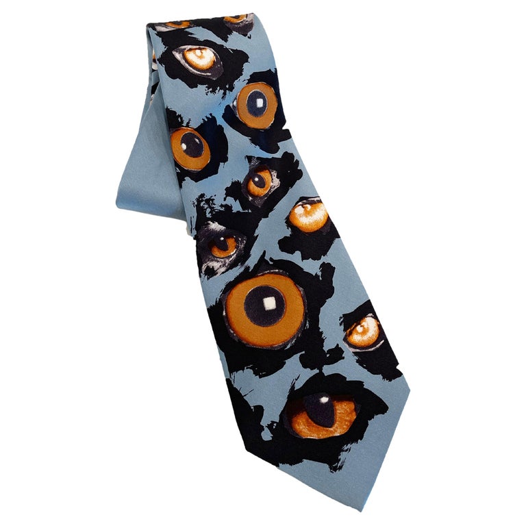 1990s Jean Paul Gaultier Silk Tie with Eye Ball Print For Sale at 1stDibs