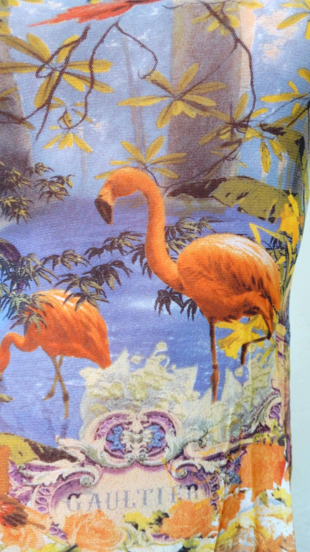 1990s Jean Paul Gaultier Soleil Flamingo Mesh Tank Top In Excellent Condition In Scottsdale, AZ