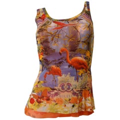 1990s Jean Paul Gaultier Soleil Flamingo Mesh Tank Top