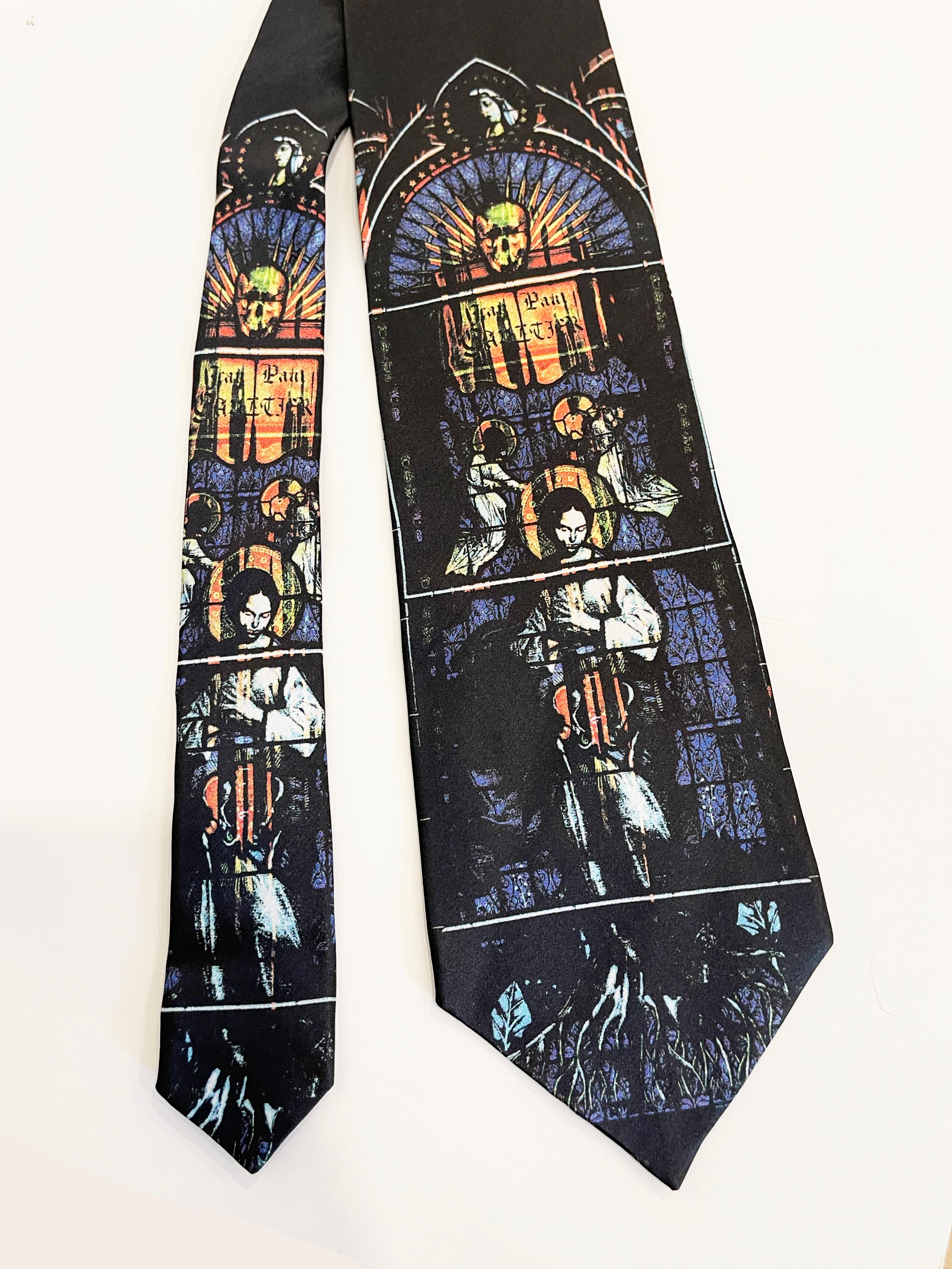 Black 1990s Jean Paul Gaultier Stained Glass Tie