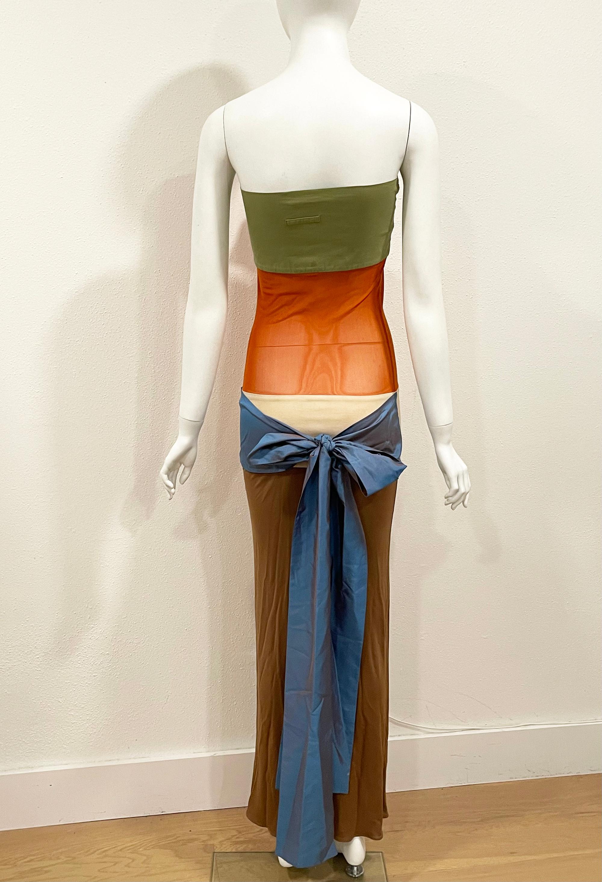 1990s JEAN PAUL GAULTIER stretch Bow Dress

Sheer panel at middle
Ribbons can be tied front or back
Condition: Very good
rayon and silk ribbons
30