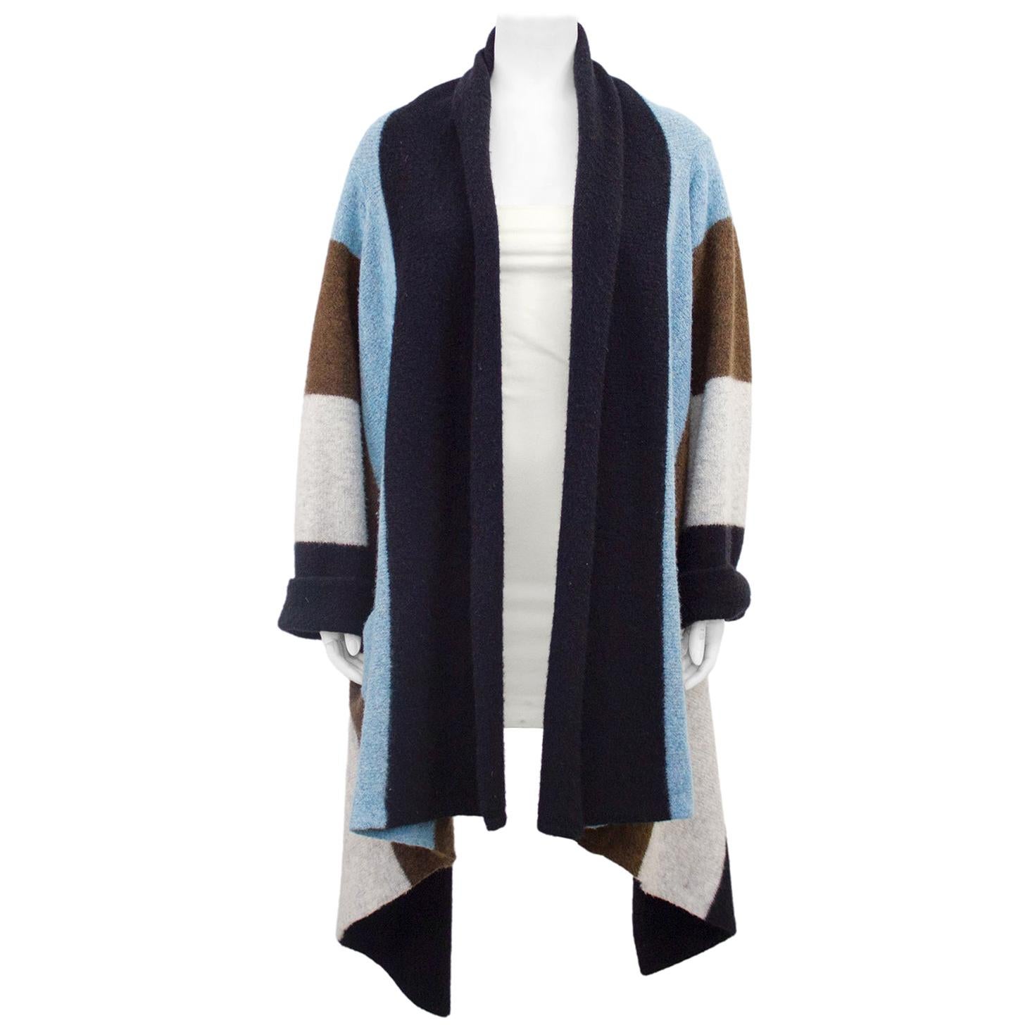 1990s Jean Paul Gaultier Striped Boiled Wool Cardigan  For Sale