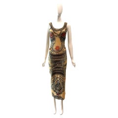 1990er Jean Paul Gaultier Tattoo Transparentes Stretch-Kleid