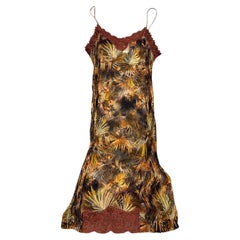 1990s Jean Paul Gaultier tropical mesh lace-trim dress