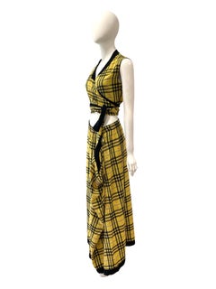 1984 Jean Paul Gaultier Yellow Plaid "Clueless" Crop Top and Maxi Skirt