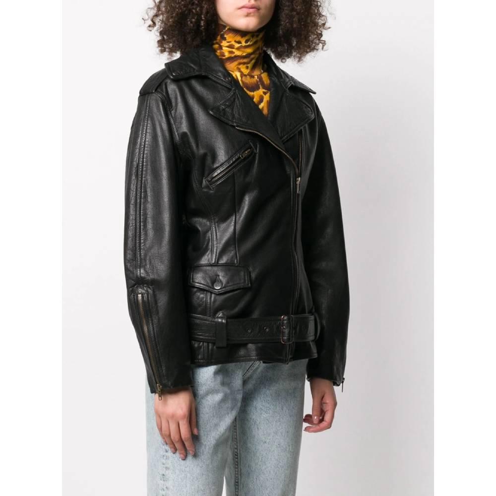 Black 1990s Jean Pul Gaultier Leather Jacket