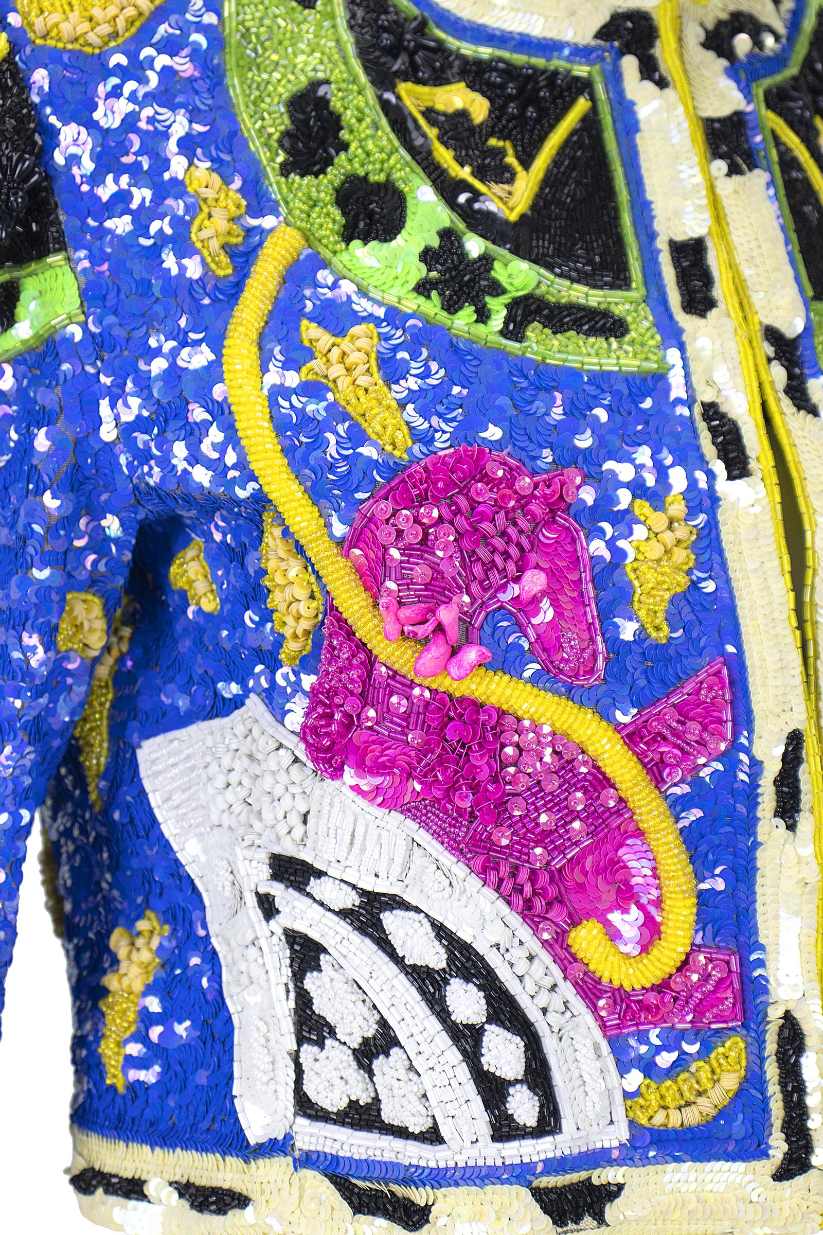 1990s Jeanette Kastenberg Multi-Color Unicorn Sequin Beaded Jacket 7