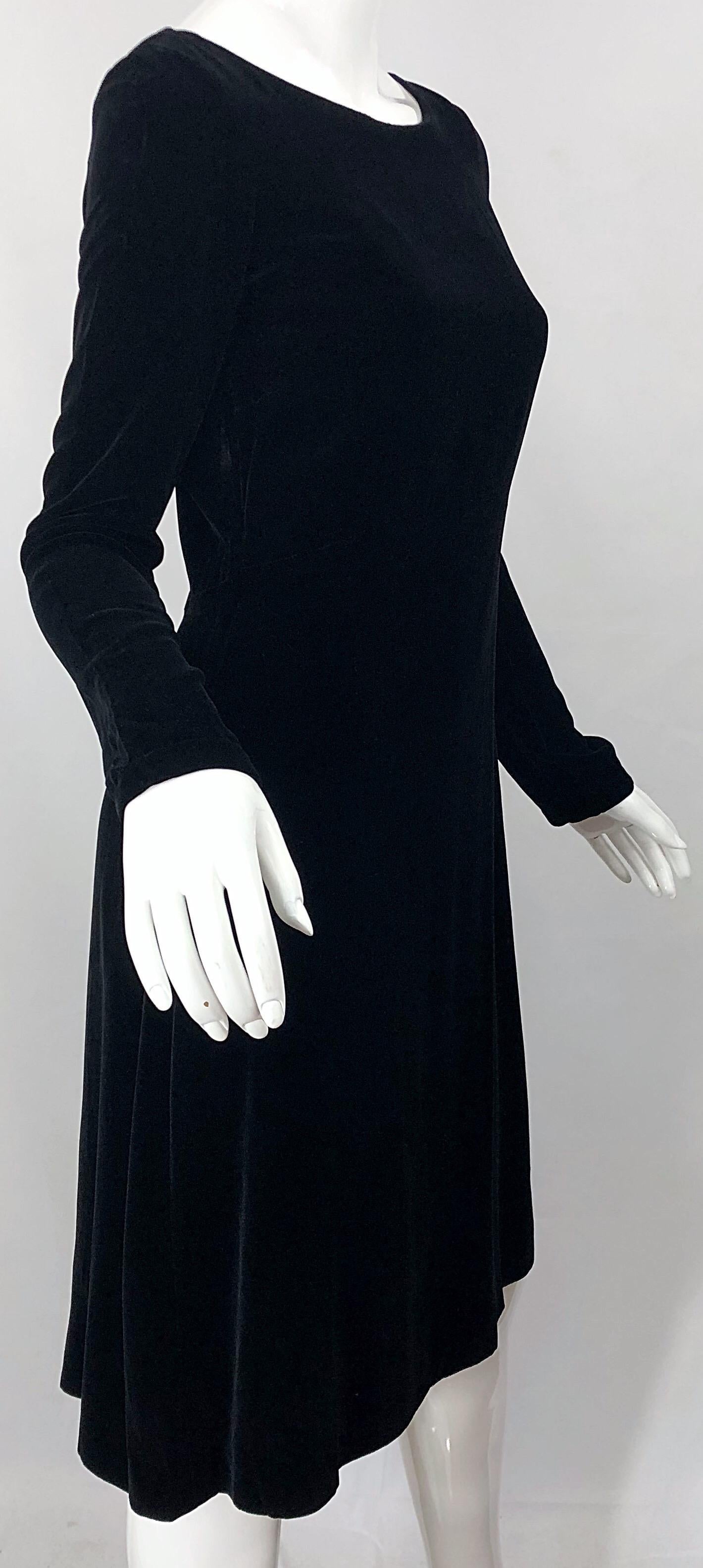Women's 1990s Jil Sander Black Lightweight Velvet Size 34 / 2 4 Minimalist Vintage Dress For Sale
