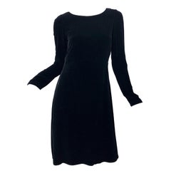 1990s Jil Sander Black Lightweight Velvet Size 34 / 2 4 Minimalist Retro Dress