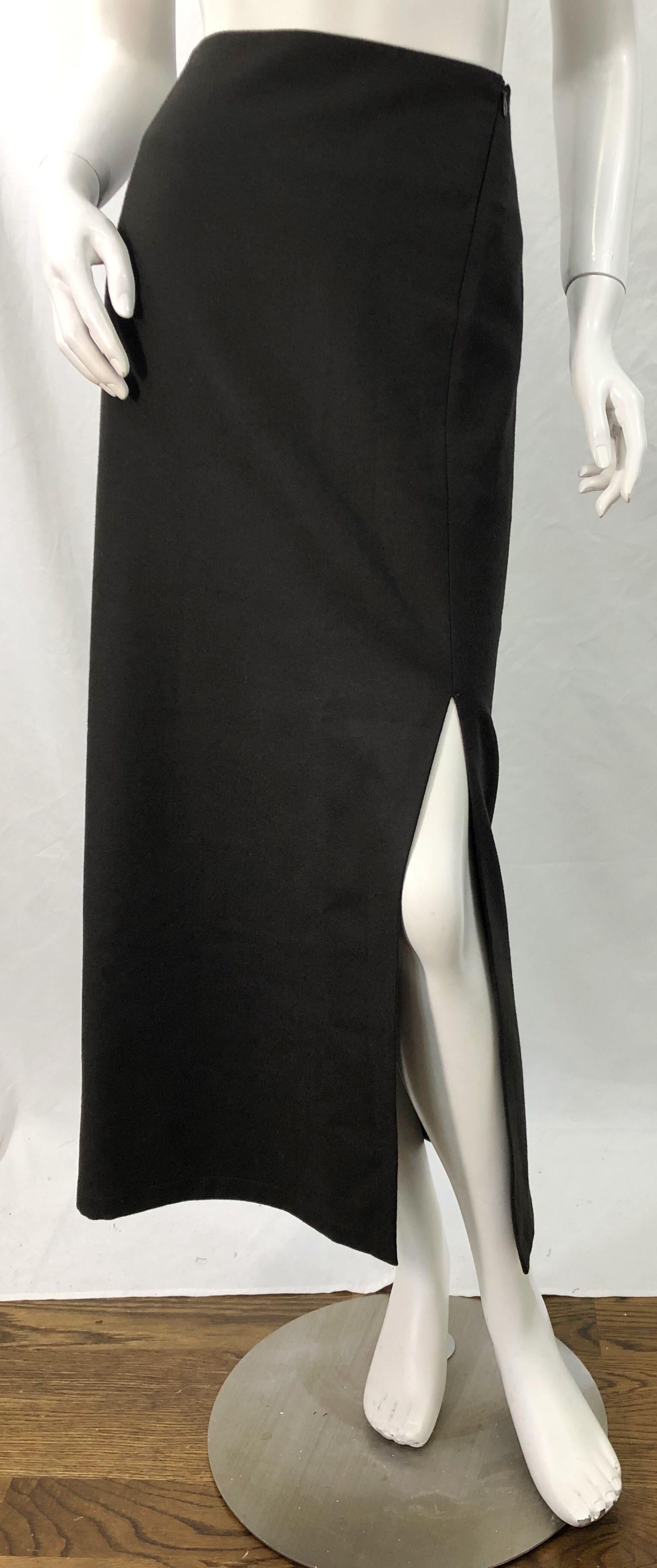Black 1990s Jil Sander Chocolate Brown Sz 36 / 4-6 Minimalist Vintage 90s Midi Skirt  For Sale