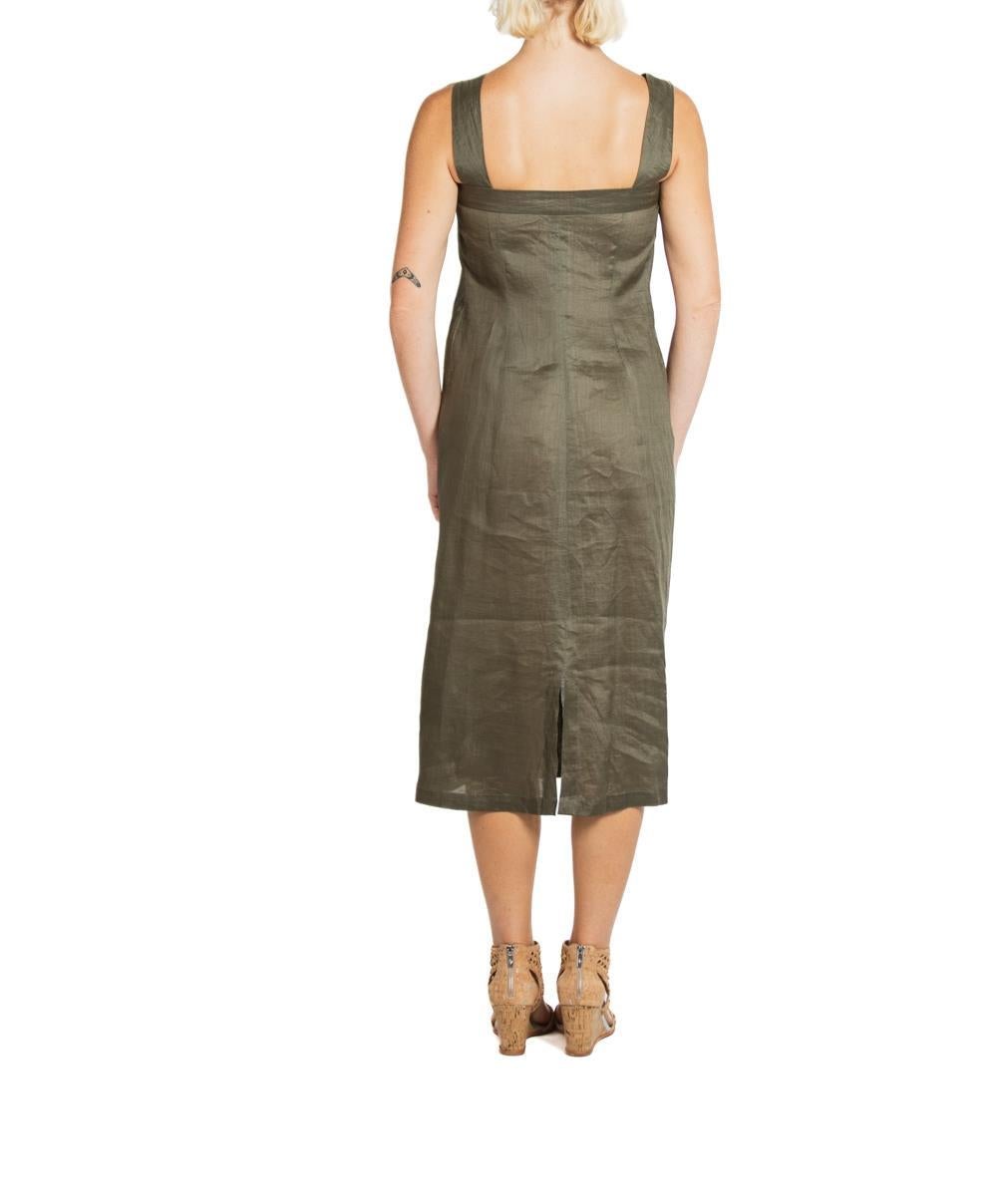 1990S Jil Sander Dark Gray Linen Dress With Buckle Detail For Sale 3