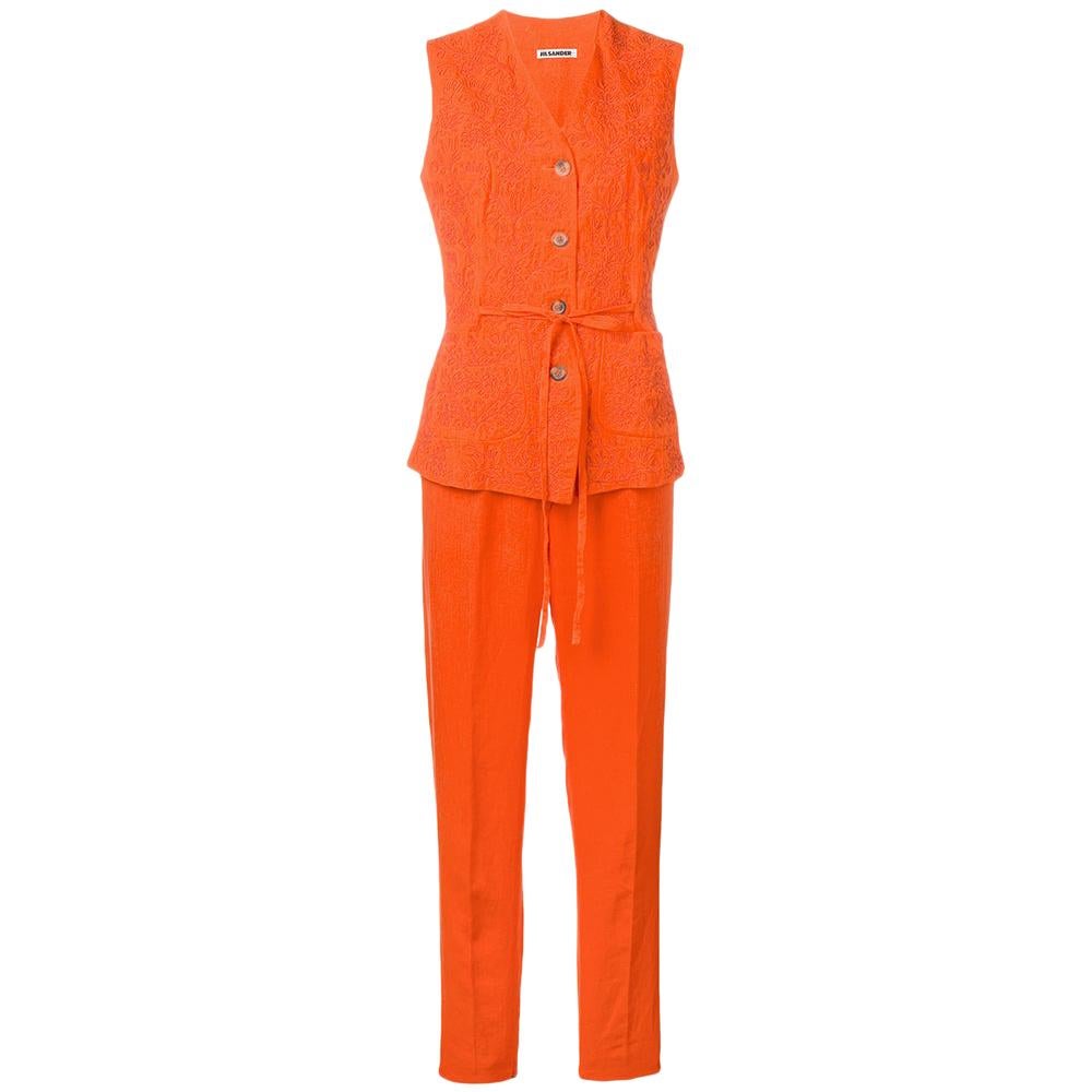 1990s Jil Sander Orange Linen Suit